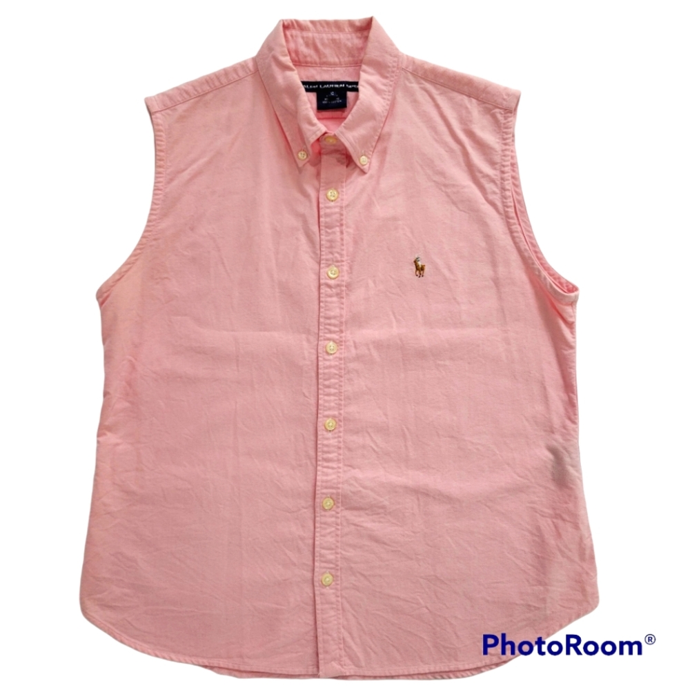 Ralph Lauren Sport Sleeveless Polo Shirt Top Pink Women's Size 10